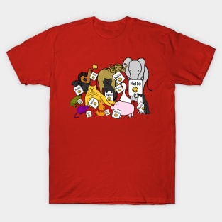 Group of Cute Animals say Hello T-Shirt